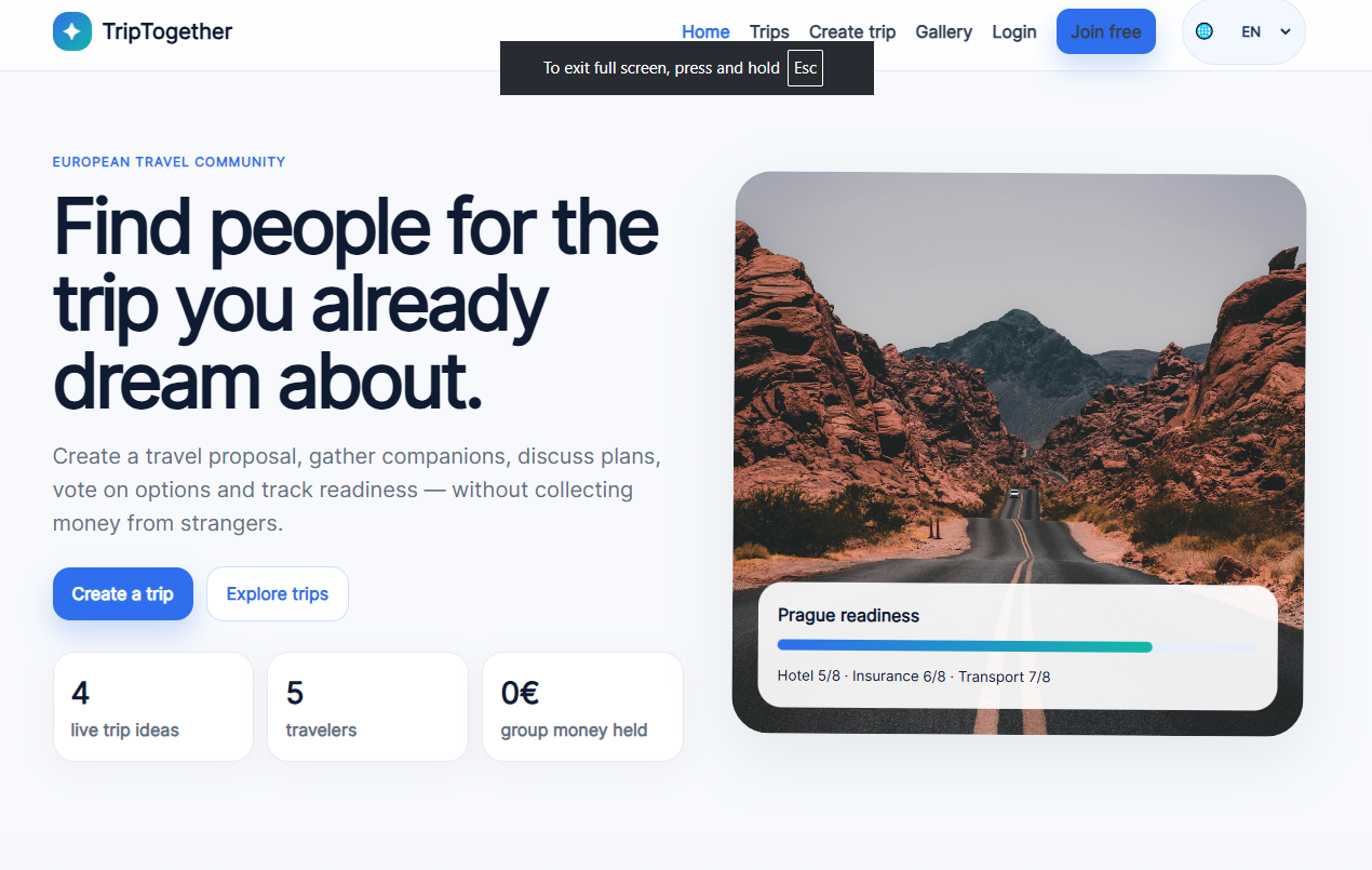 Travel community preview